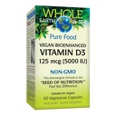 天然因素 全地球和海洋维生素 D3 125mcg (5,000 IU), Vegan Bioenhanced, 60 蔬菜卡普尔