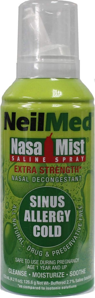 NeilMed Extra Force NasaMist Saline Nasal Spray 药物无鼻药解毒剂 4.2 flongestant oz, (Pack of 2).