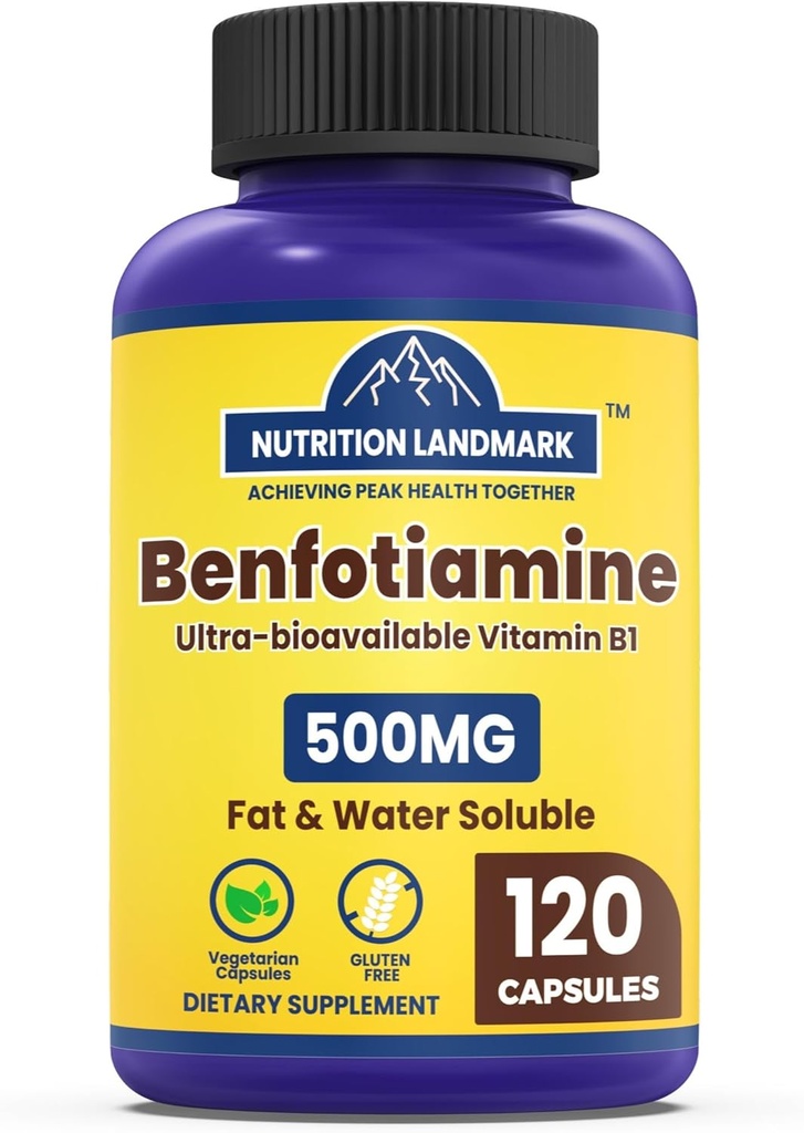 Benfotiamine 500 mg Per Service, 120 Veggie Capsules (250 mg Per Cap) – Fat Soluble Vitamin B1 Thiamine Supplement – 第3党 测试, Vegan, Non-GMO, Gluten Free