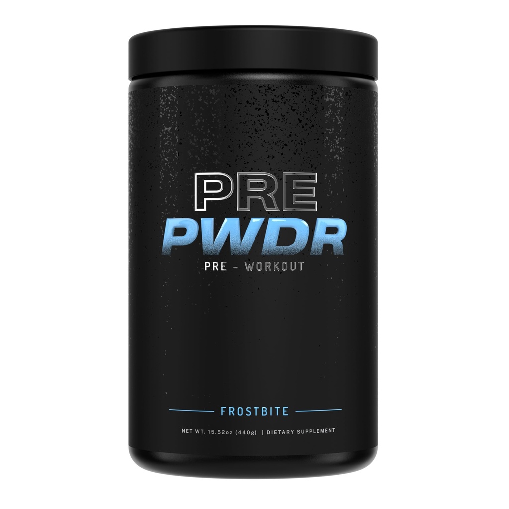 PWDRS 工作前粉,所有能源、泵、耐力和强力的自然工作前粉,配有咖啡因(Frostbite)