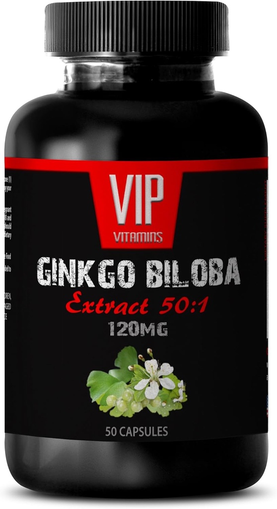 脑与记忆的维生素 - Ginkgo BILOBA 120MG - 摘录 50:1, Gingko biloba Complex, Ginkgo biloba 补充 脑记忆 补充 脑记忆 补充 记忆 药丸 1, Bottle