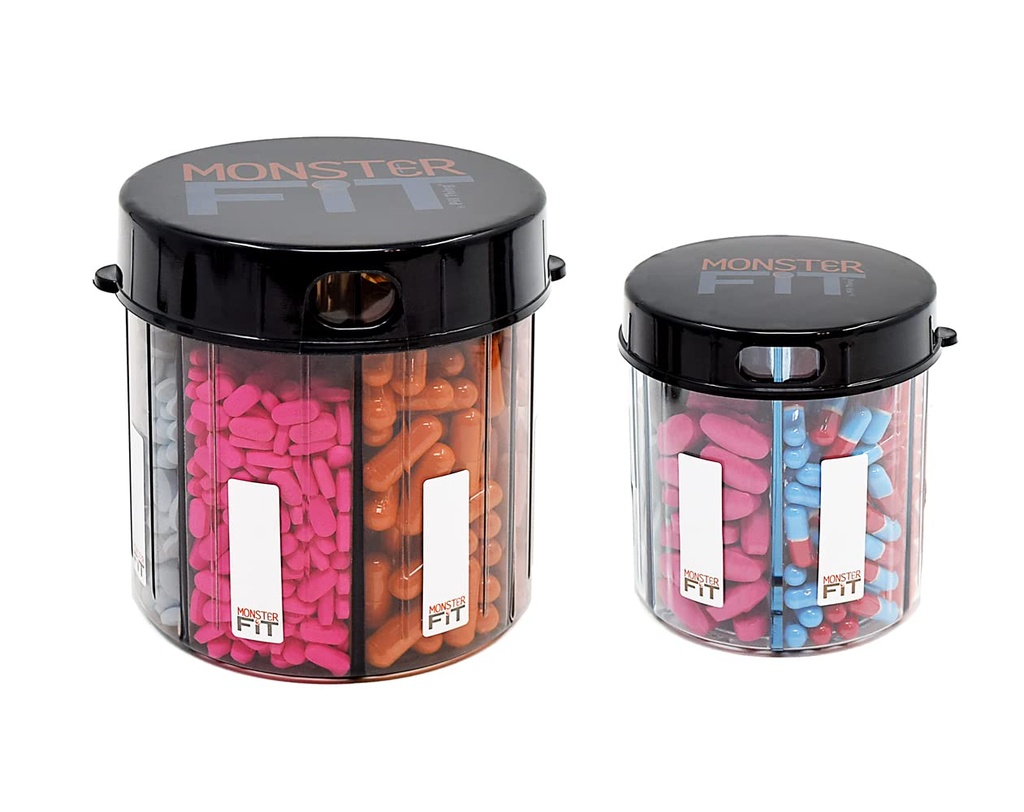 小怪物 & Monster 补充药剂药剂师 2 Pack with Labels, Extra Ligal and Small Pill 集装箱瓶处理几乎任意补充, 容易丢弃 (Monster & Monster Jr.)
