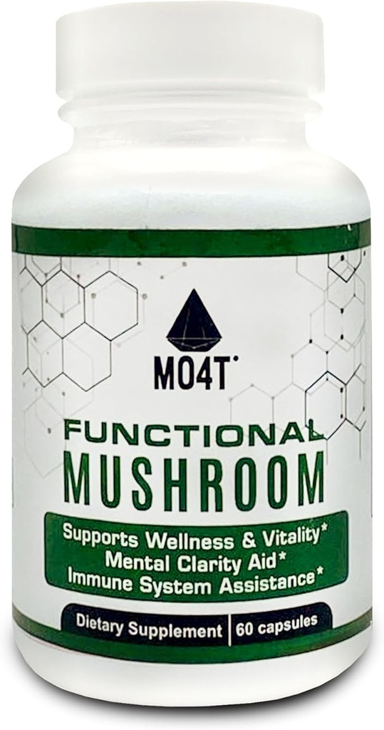 功能性蘑菇 Shiitake、Lions Mane、Maitake、Chaga-Vitality、Clarity和Immune援助 - 60 Capsules