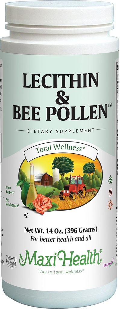 Maxi Health Lecithin & Bee Pollen - 大脑,能量和消化支持 - 14 Oz粉 - 科舍尔