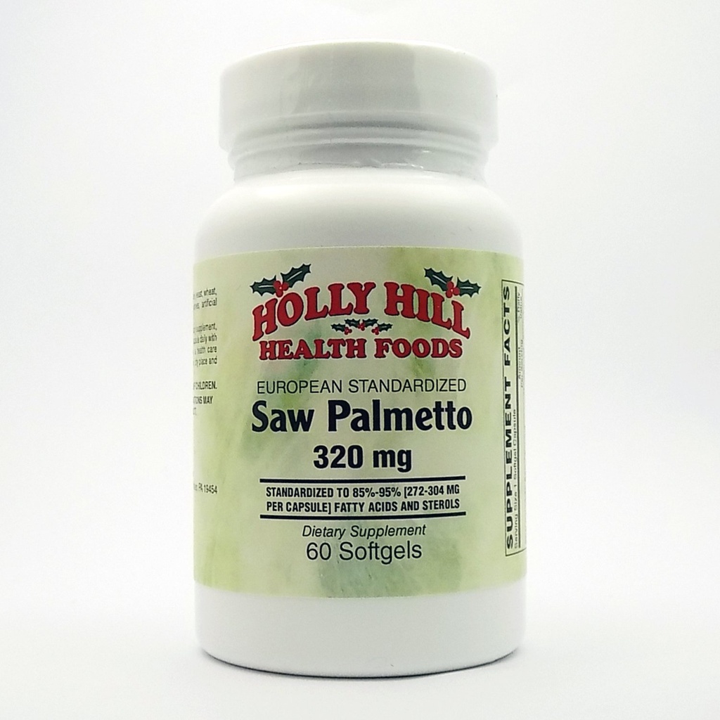 Holly Hill健康食品,欧洲标准化的Saw Palmetto 320 MG,60软胶