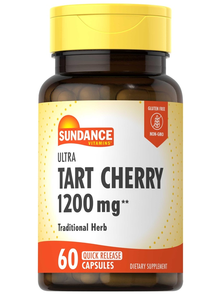 Sundance Tart Cherry Capsules 1200mg QQ 60 Counter 传统草药 Non-GMO和Gluten Free Suplement