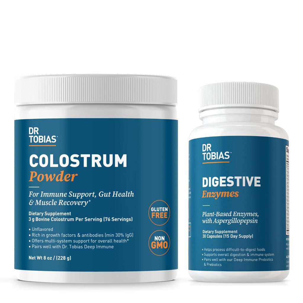 Tobias博士 消化酶和Colostrum粉 - 支持营养吸收、消化舒适和Imune函数
