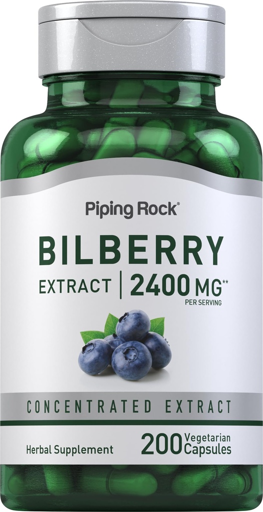Pipping Rock Bilberry Capsules 2400mg → 200 Pills → 草药抽取补充 → 蔬菜,非GMO,Gluten Free