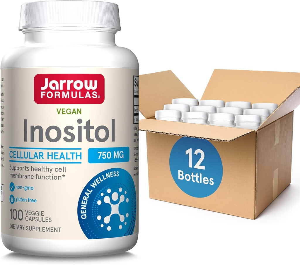 Jarrow Formules Inositol 750 mg,饮食补充,肝脏支持细胞健康和一般健康,100 Veggie Capsules,最多100天供应(Pack OF12)