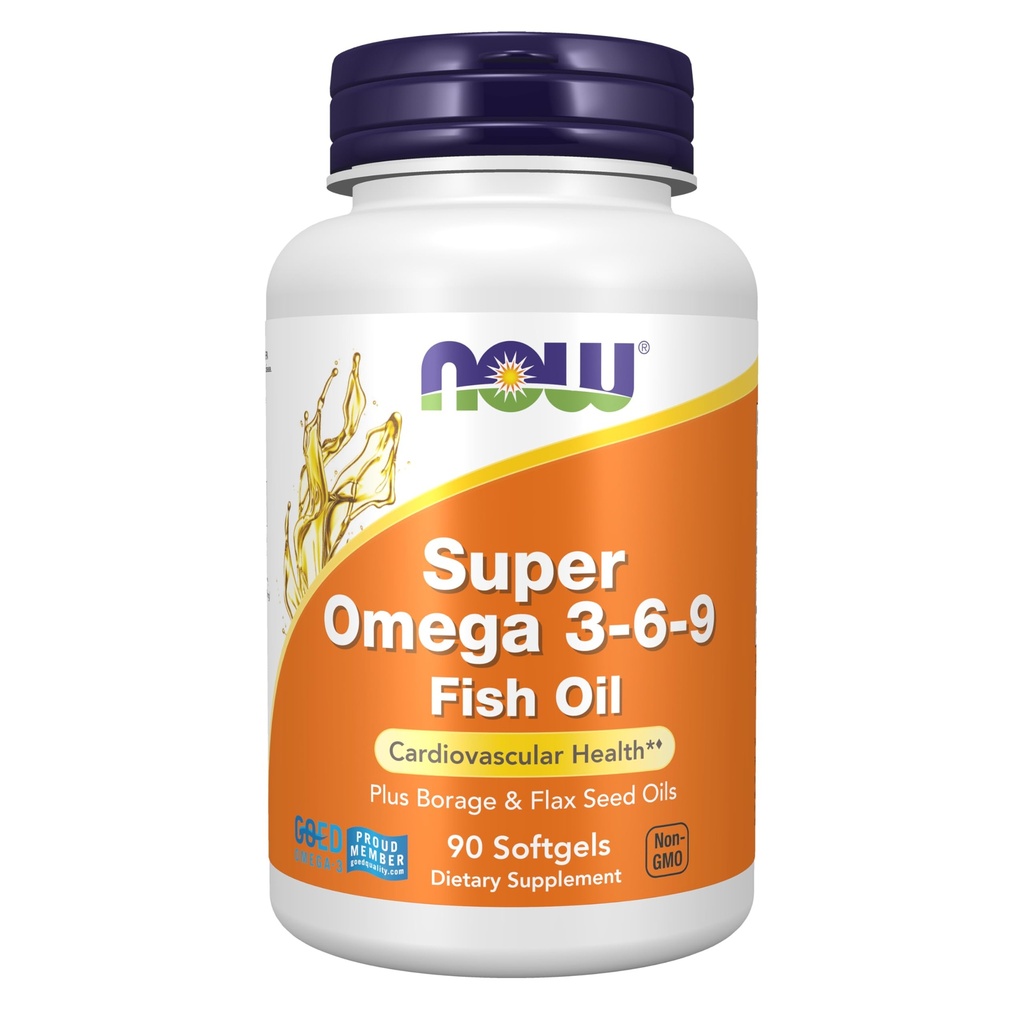 Super Omega 3-6-9 1200 mg,配以鱼、硼和叶草籽油、90软胶