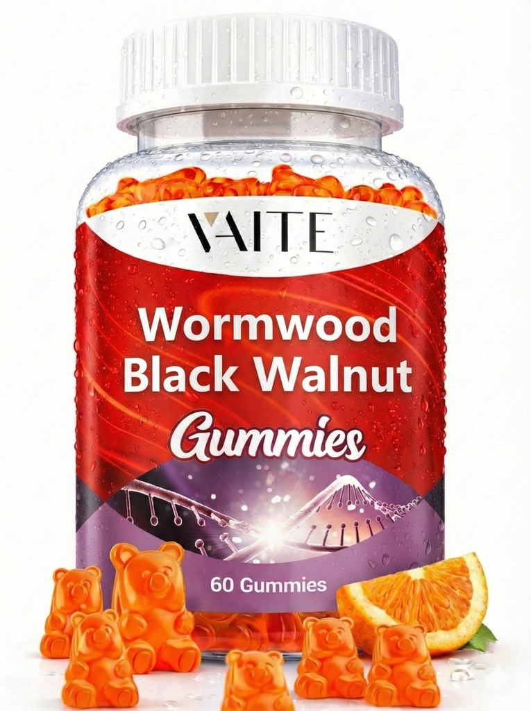Black Walnut Wormwood Gummys - 与Artemisia Annua Herb & Juglans nigra Hulls 用于消化性健康与自然体清洁,非GMO和Gluten免费补充品 - 60 Gummy Chewables