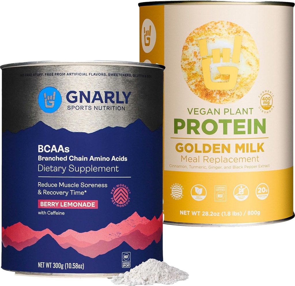 Gnarly 营养金牛奶 Vegan 蛋白蛋白粉 BCAAs Berry 柠檬水(10.58oz)