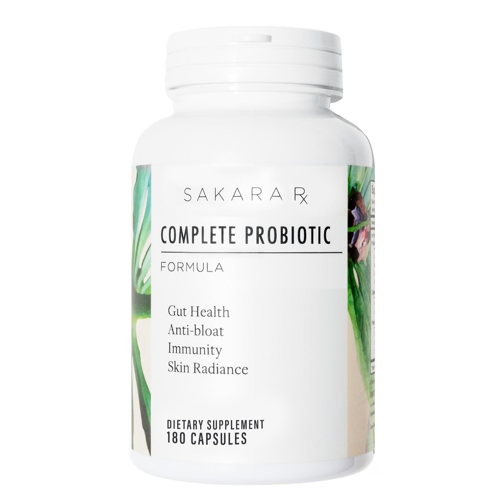 Sakara Probiotic - 妇女消化健康补充、支持布洛廷、Imune系统与皮肤辐射、妇女Gut健康(3亿CFU) - 180 Capsules