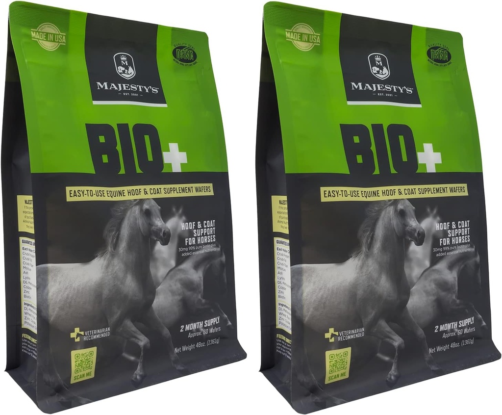 陛下的BIO+ Biotin Wafers - 高级马/Equine Hoof和 Coat 支持补编 - 铜、锌、赖氨酸、甲基安非他明(2 Pack(120个总数))
