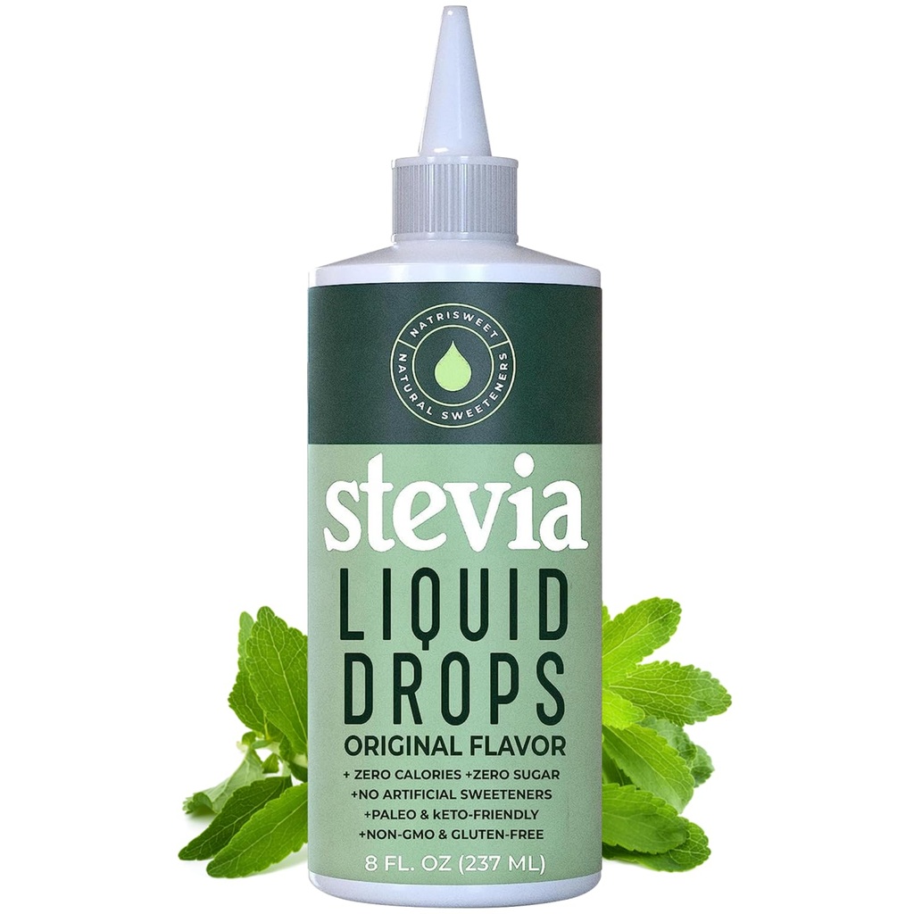 Stevia Liquid Drops, 8 Fl oz, 1823 服务,纯集中的Drops 与零卡路里和零卡路里, 美味的糖代用品为Keto和Paleo饮食, 作者: Natrisweet