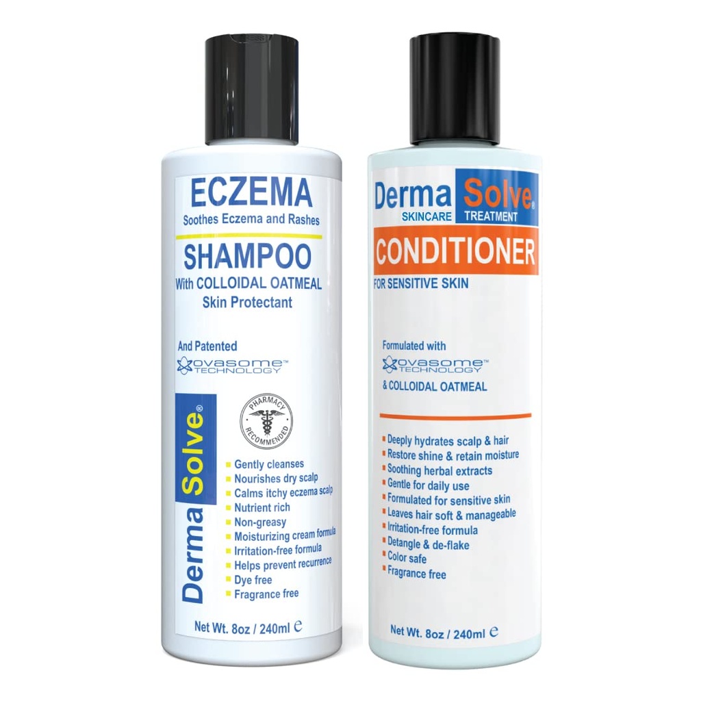 Eczema Shampoo & Contitioner (Combo Pack) - Flare Control Scalp & Flake Relief Professiony 保护,摩尔化,以及由德马索尔夫(DermaSolve)修复皮肤 - 儿童与成人 - 类固醇自由