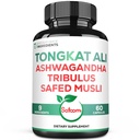 Satoomi Tongkat Ali根提取器 200:1-9 配有 Ashwagandha、Tribulus Terrestris & More-支持力量、能量和健康免疫-60 Vegan Caps 2个月供应