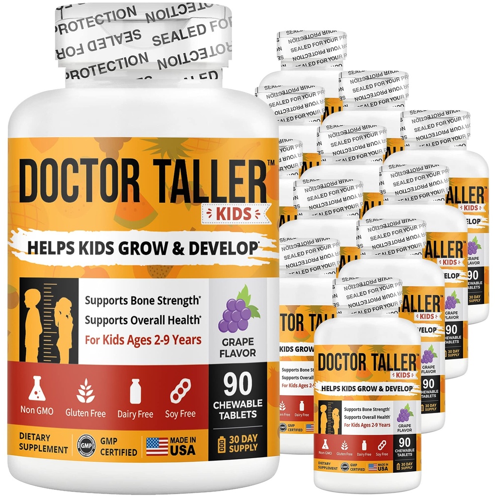 NuBest Doctor Taller Kids - 支持多维他明,多矿物质,钙的骨质强度 - 年龄2至9岁的精度公式 - Grape Flavor - 12 Pack QQ 18个月供应量