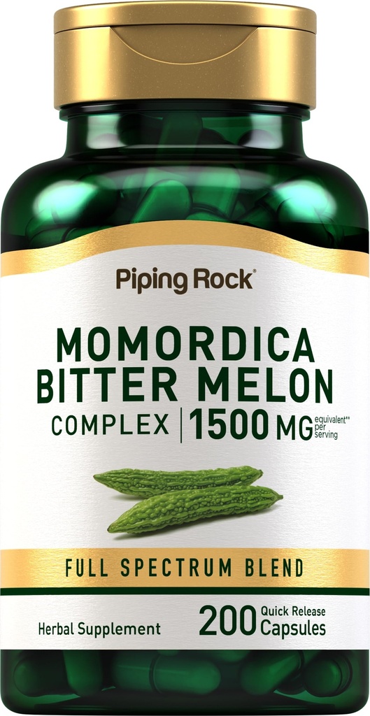 Pipping Rock Bitter Melon Capsules 1500mg = 200 Pills = Momordica Charantia 提取 = 复合草药补充 = = = 非 GMO, Gluten Free