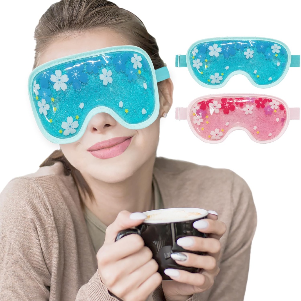 ZNÖCUETÖD 冰面 Gel 冷却 2 包 复用冷压缩眼冰包 用于暗圆和羽毛, Migraine, 压力缓解