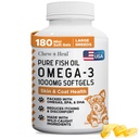 野生抓捕Omega 3 鱼油换狗 - 180 软胶卡普尔换健康皮肤和煤 - 大型1000 mg 狗鱼油丸换羊肉、干痒皮肤和热点 - 宠物Omega 沙门补充品