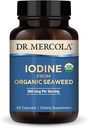 Mercola Iodine博士,来自有机海藻,650 mcg Pervice,30名服务者(60名卡普勒斯),膳食补充剂,甲状腺素和能量支持,非GMO,USDA有机