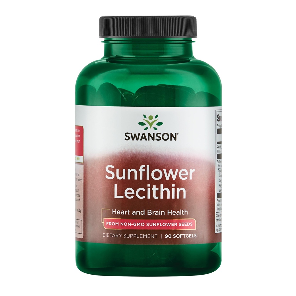 Swanson Sunflower Lecithin - 促进健康大脑功能的草药补充剂 - 支持心脏健康和健康利皮平衡的自然公式 - (90 Softgels,每架1200mg)