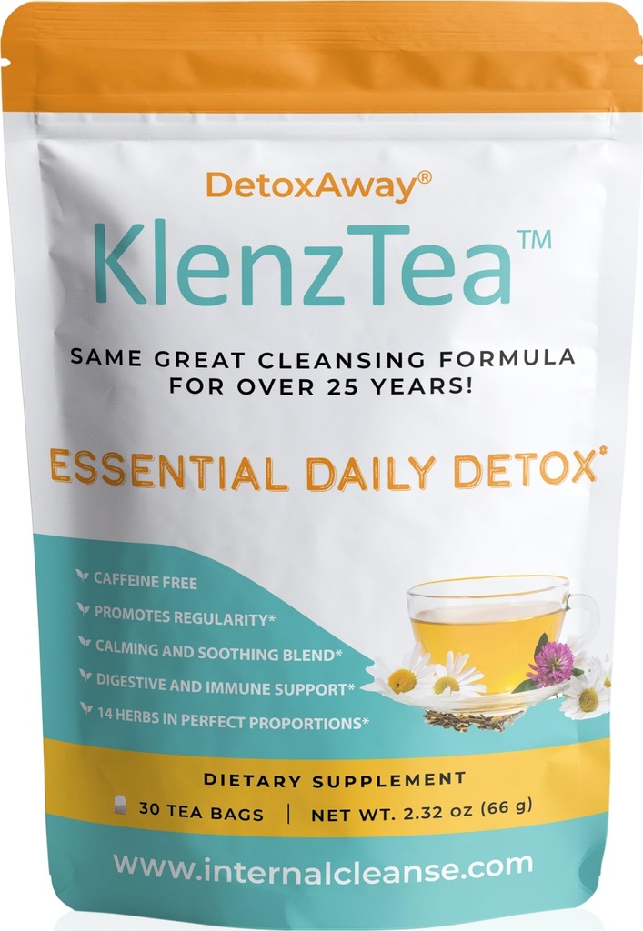 KlenzTeaTM - DetoxAway - 你的肝, Lymph, Colon & 肾脏, 配有14种精心挑选的成份. (30个茶袋)
