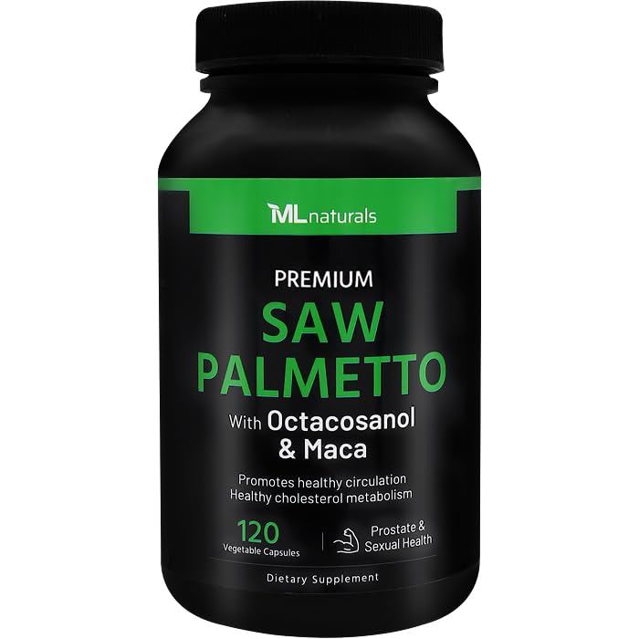 ML Naturals Saw Palmetto 1000 mg 120 Vegan Capsules. 3 in 1. 与八氯桑醇和麦卡的Premium质素. 前列腺、尿道健康、循环健康、天然能量器、NSF-Cerifed & cGMP-Compliant