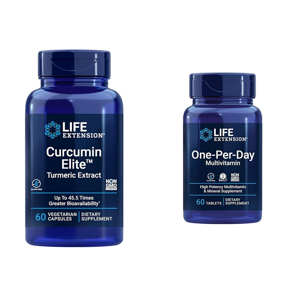 寿命延长 Curcumin Elite Turmeric 提取器,促进健康炎症反应和一天多维特敏 – 包装超过25种维生素