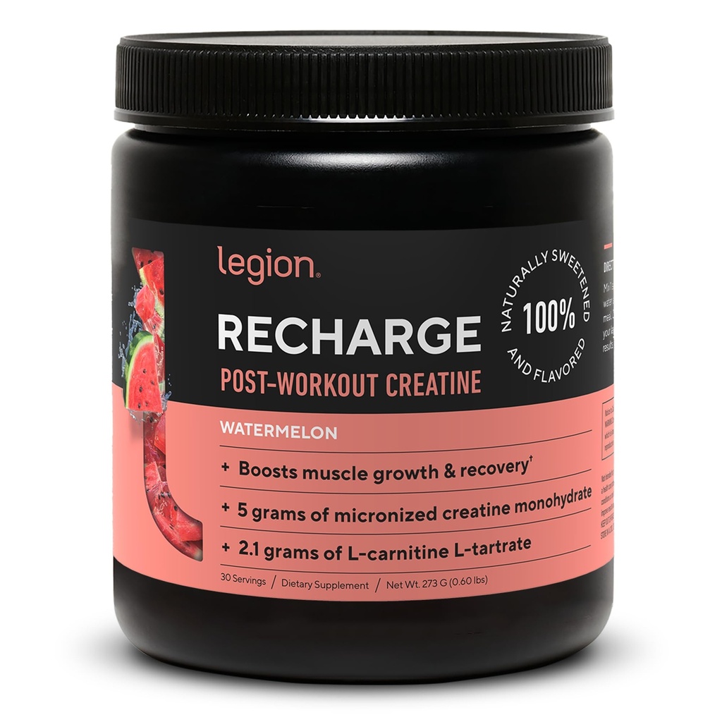 LEGION 重排工作后补充剂 - 所有天然肌肉构建器和回收饮用微晶体单水合物. 自然甜美、安全和健康(Watelon, 30 Service)