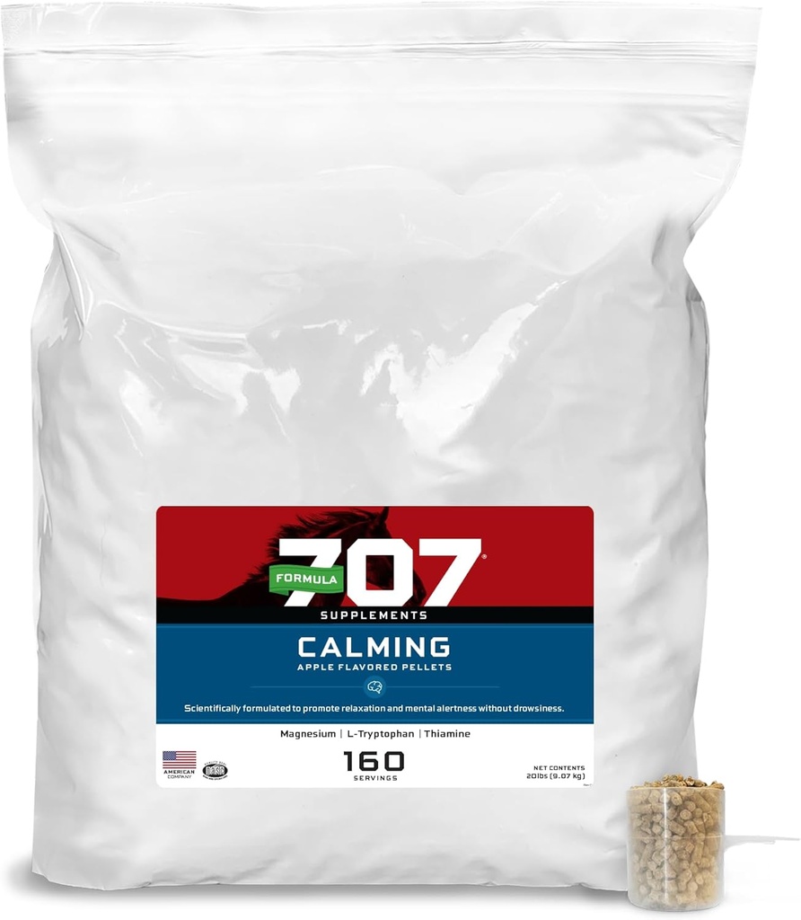 707 冷却 Equine Supplement 20LB Bag – 160 services – 对马的焦虑救济和增强重点 L-Tryptophan, Thiamine & 镁