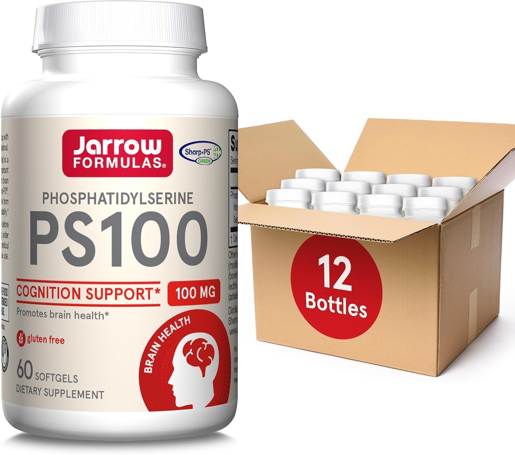 Jarrow Formules PS100 Posphatidylserine 100 mg,大脑健康和认知支持膳食补充,60 Softgels,20-60天供应,包12