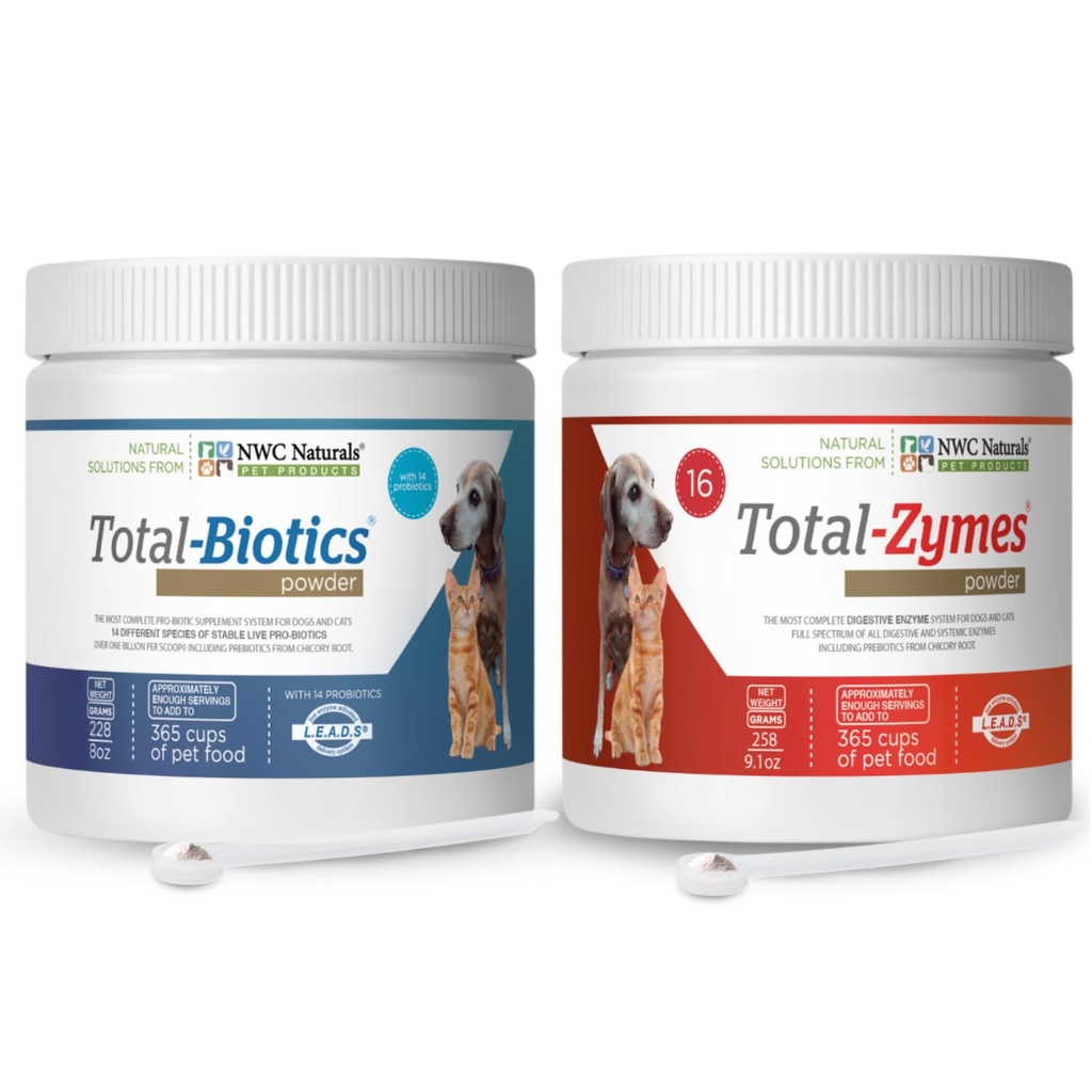 NWC Naturals Twin Pack - 狗和猫的亲生药和消化酶 一个Total-Zymes和一个Total-Biotics 8-Ounce