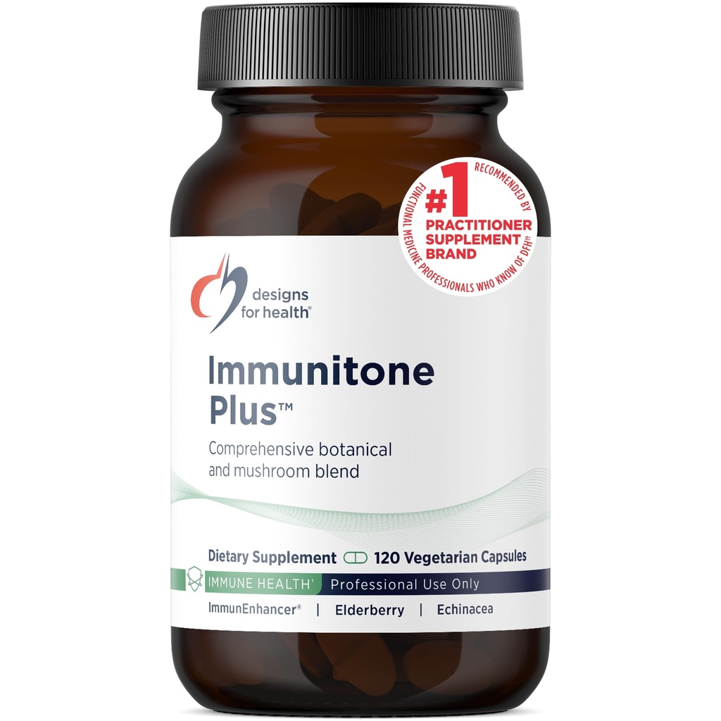 以蘑菇、Echinacea、绿茶、Astragalus + Elderberry-Immunitone + 药丸-非GMO补充剂(120卡普勒)为保健草药免疫支持设计
