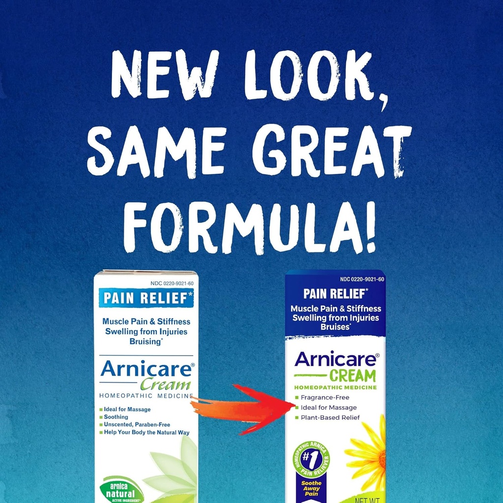 Boiron Arnicare Cream 联合疼痛、肌肉疼痛、肌肉疼痛和来自布鲁塞斯或伤害的疗效 -- -- 快速吸食和无香草 -- -- 1.3 oz(包2)