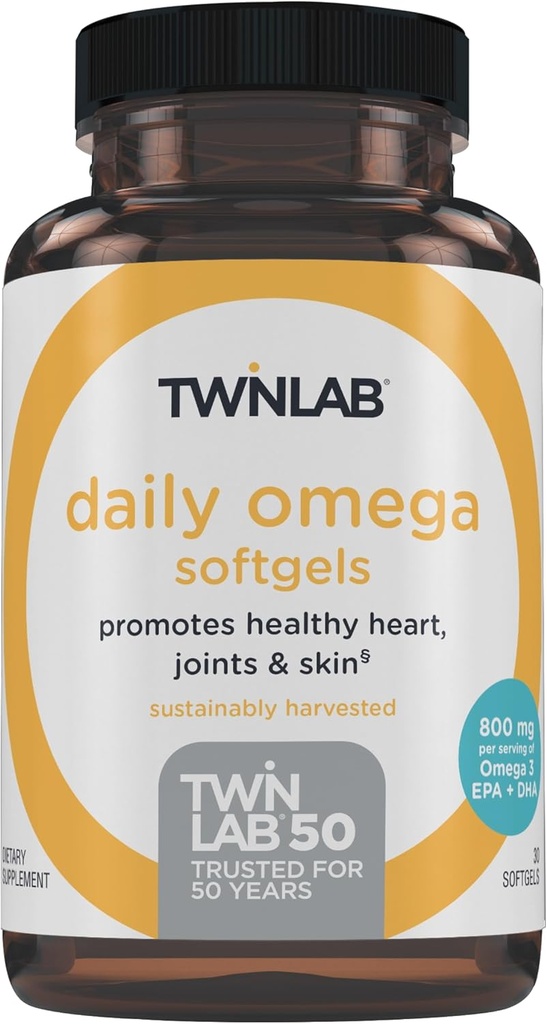 Twinlab Daily Omega Softgels - 联合健康和脑健康鱼类石油补充剂 - 800毫克,30个软胶