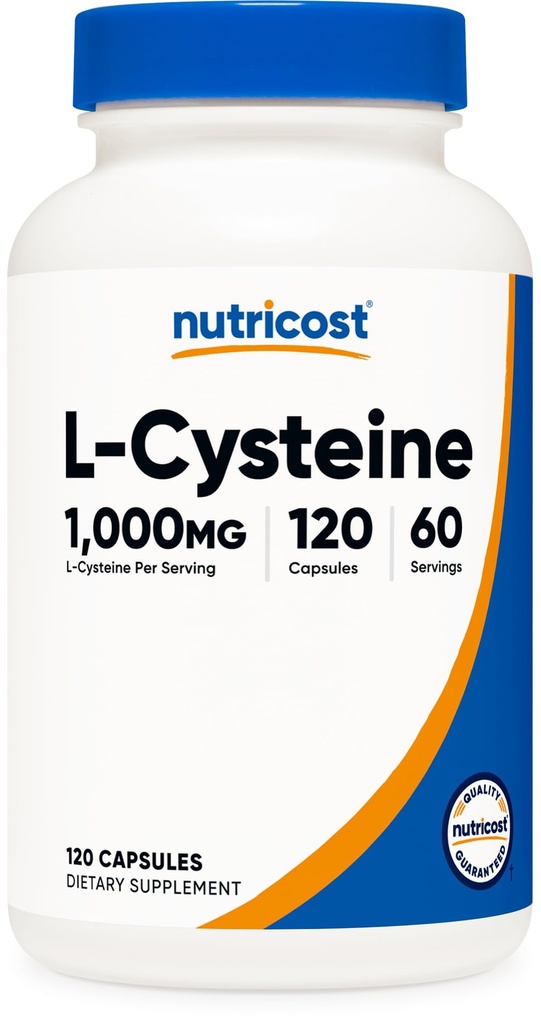 Nutricost L-Cysteine 1000mg, 120 Capsules - 非 GMO, Gluten 免费补编, 500mg Per Capsule