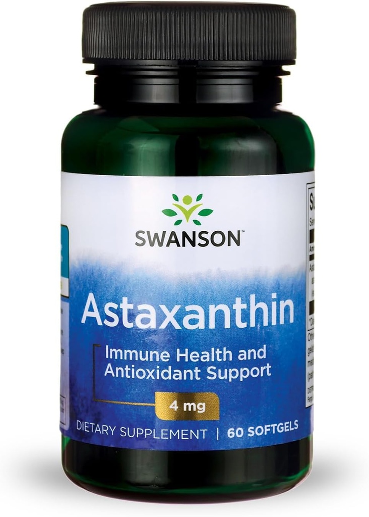 Swanson Astaxanthin 眼视脑皮肤健康抗氧化剂辅助剂(Astaxanthin 4 mg) 60 Softgels Sgels