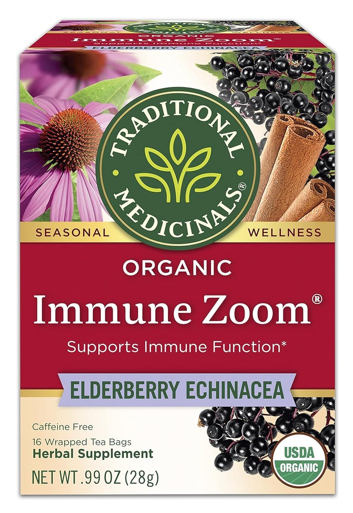 传统药材,有机Imune Zoom Echinacea 长老莓茶,16 Counter (Pack of 2)