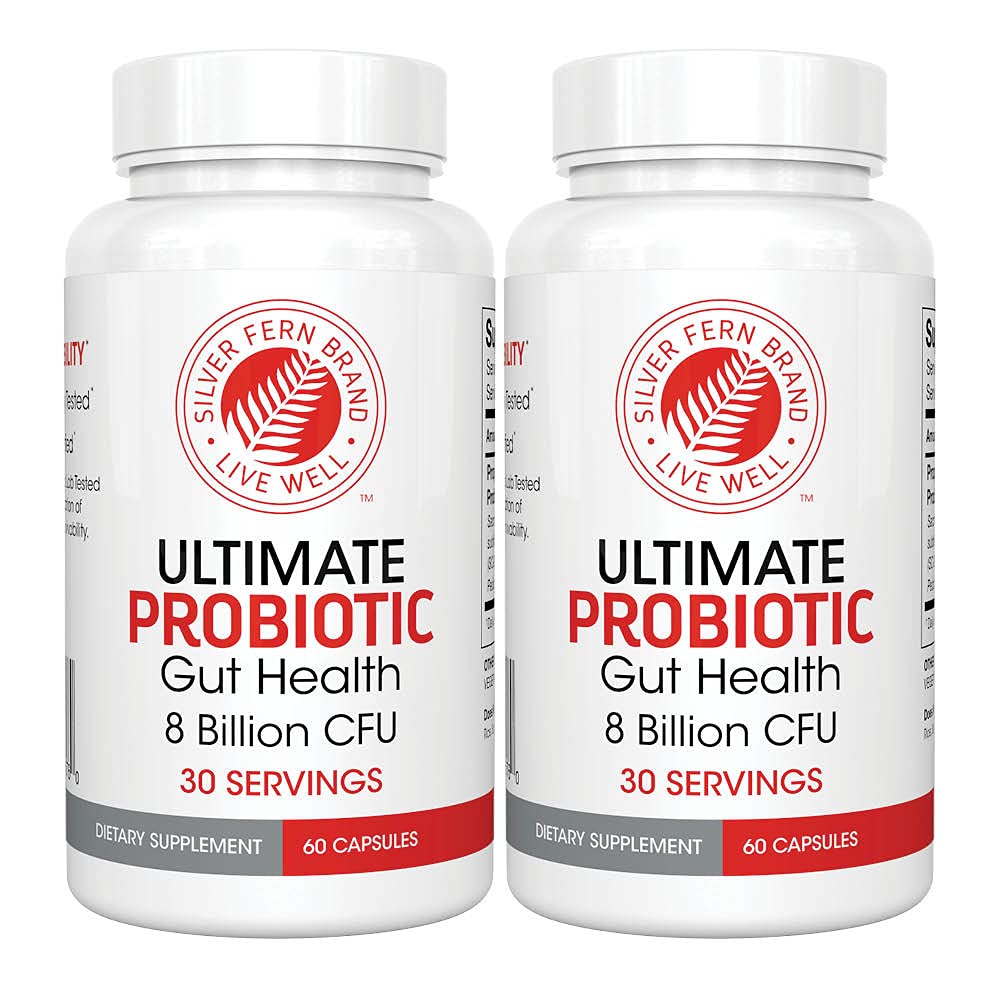 Silver Fern Ultimate Probiotic 2-Pack – 女性和男性的Probiotics – 8亿 CFU Spore-Forming Gut 健康补充 – DNA 验证 维根 Probiotic , 大陆架稳定 高生存能力 – 120 Capsules