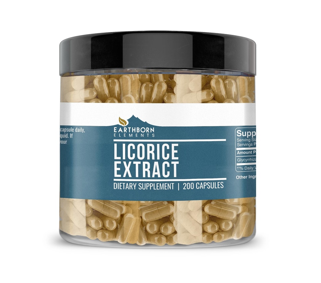 土生元素 Licorice 提取 200 卡普尔, 纯和未稀释, 无添加