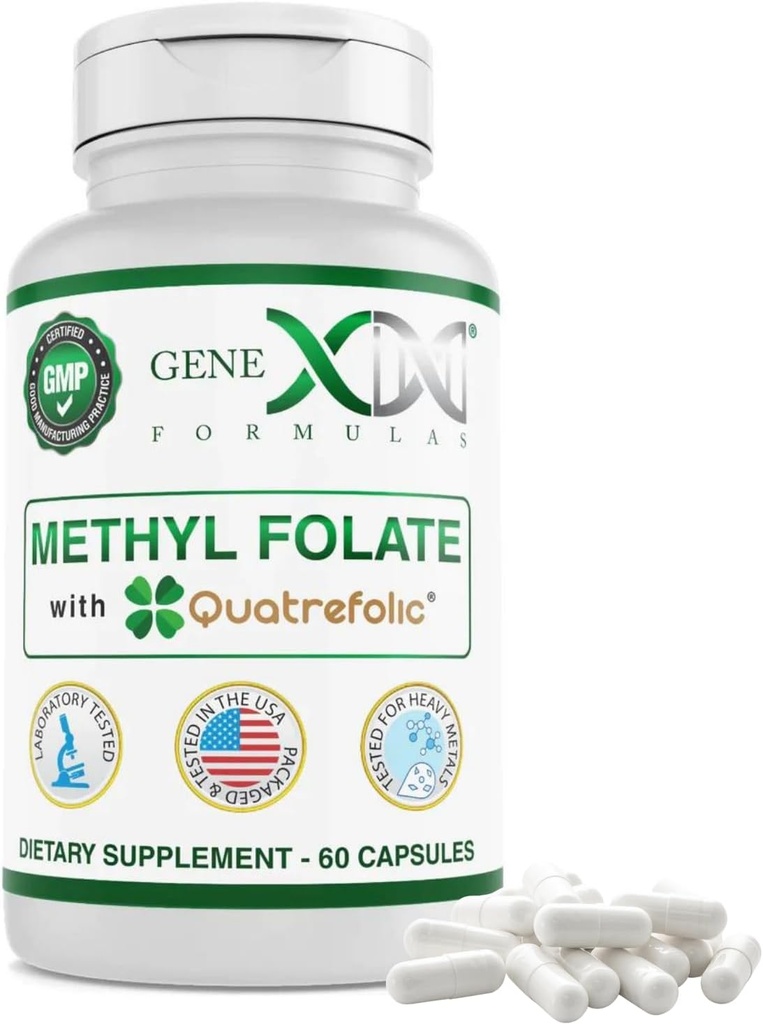GENEX 含有Quatrefolic的甲基福拉特 1360 mcg DFE(60 Capsules) 富拉特的生物活性形式 - 5-甲基四氢叶酸  Vegan, Gluten Free, 非GMO(60天供应)