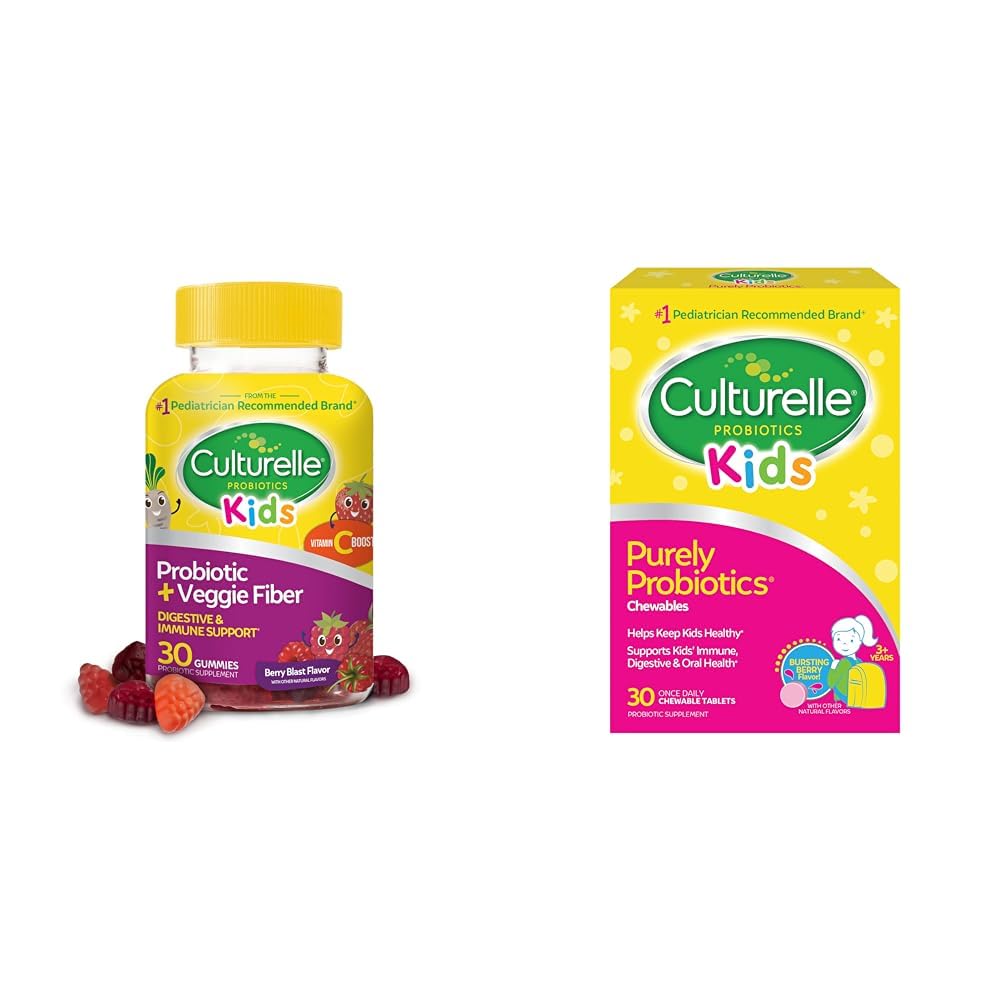 文化日报儿童Probiotic + Veggie Fiber Gummys(年龄3+) - 30 Counter & Kids Chewable Daily Probiotic for Kids, 年龄3+, 30 Counter, #1 小儿科医生-建议