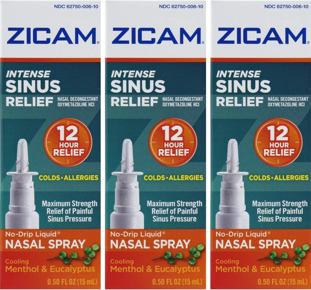 Zicam Intense Sinus Relief, Cooling Menthol & Eucalyptus Pump 0.5 fl oz(数量3)