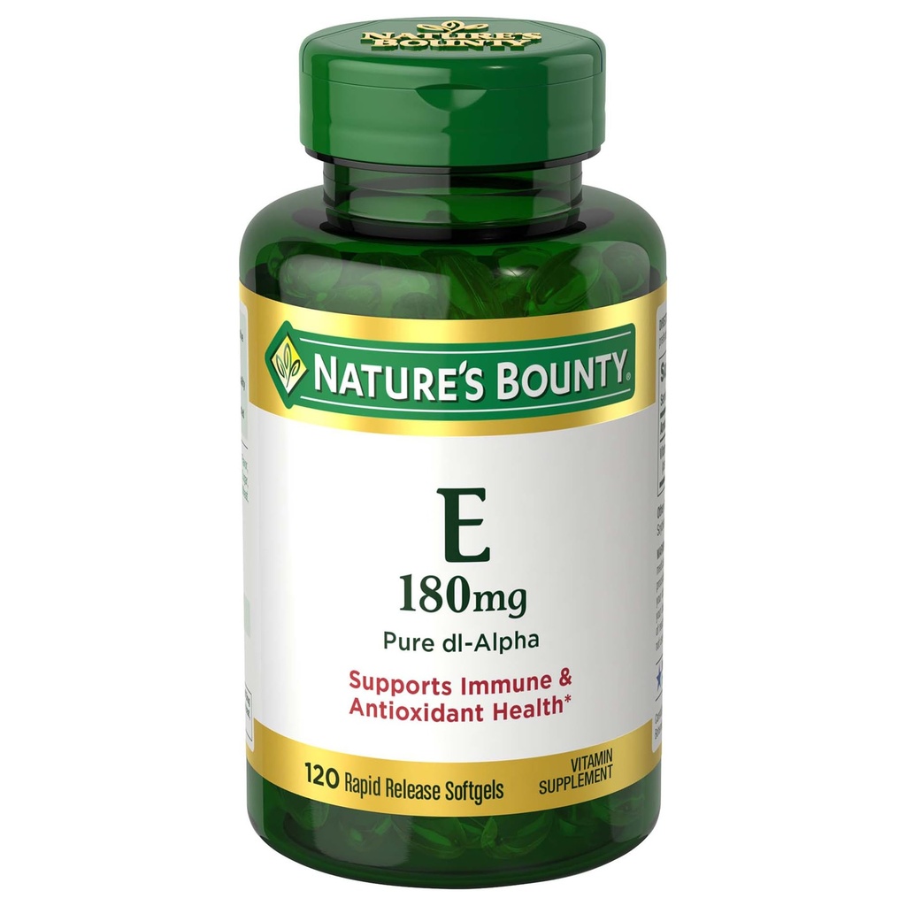 (原始内容存档于2017-09-21). Nature's Bounty Vitamin E Pills and Supplement Softgels, 支持抗氧化剂健康, 400iu, 120 Counter