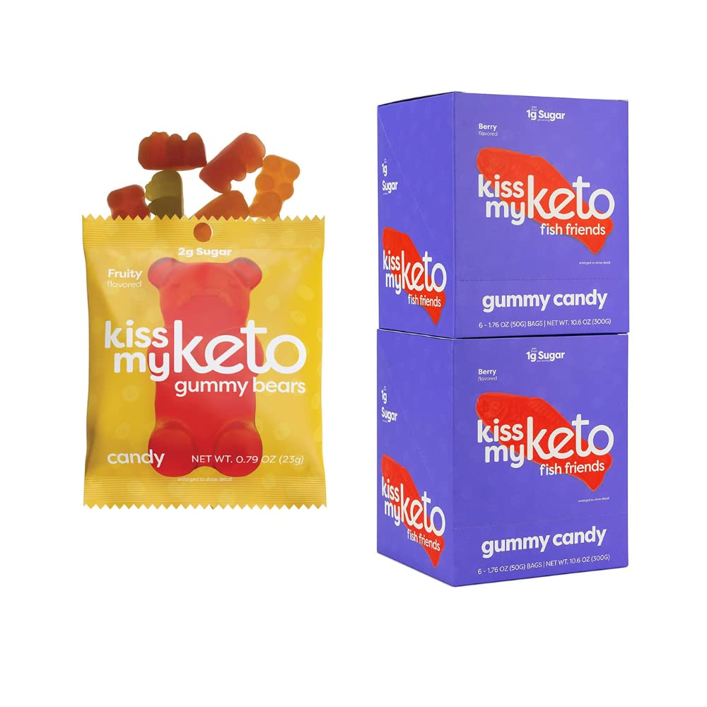 吻我的Keto糖果Gummy熊12Pack+Keto Gummys鱼12Pack