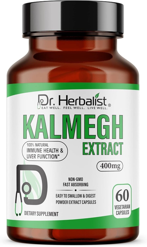 草药师 Kalmegh博士 提取400mg – 60 Vegan Capsules → 10:1 Androgis Paniculata 提取 = 4,000mg Raw Herb 等效 → Premium Herbal 补充 → 植物日支助