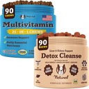 自然狗公司 Multivitamin & Liver & Kidney Chews Bundle - 对老年狗的全面健康支持,促进解毒,改进消化,拉迪安特皮肤和外套,易于管理