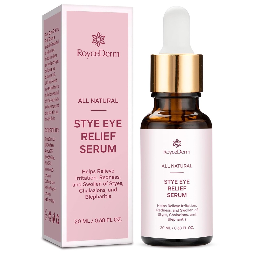 Roycederm Stye眼部治疗血清:Styes Chalazion和Blepharitis的天然血清除尘器-安全和快速救援(0.68 Fl Oz (Pack of 1))